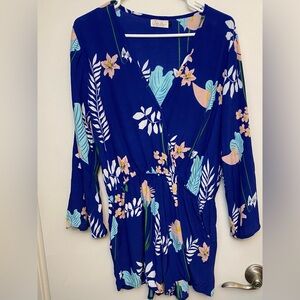 Ava Sky Vintage Aloha Print Romper L